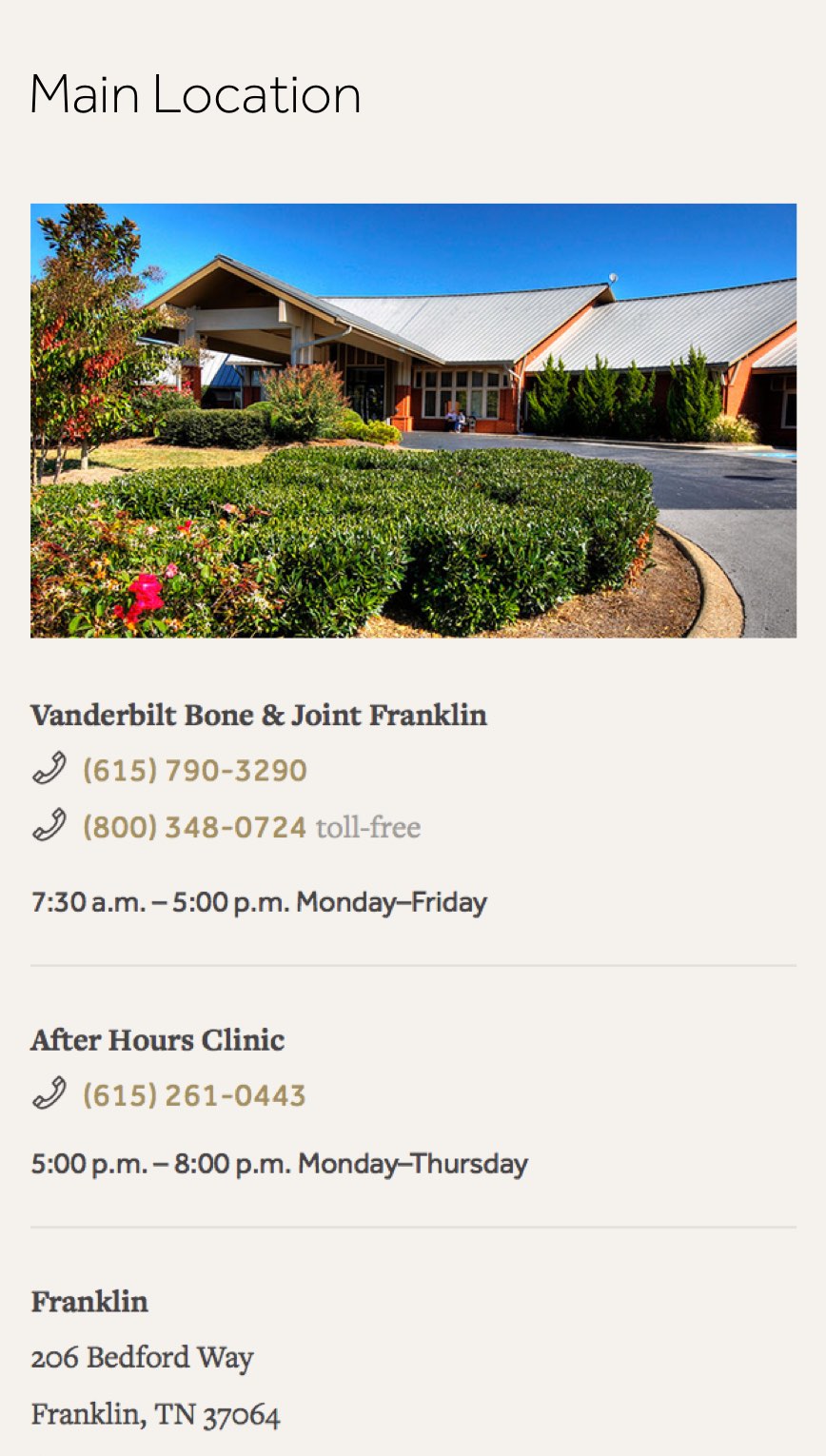 Vanderbilt Bone & Joint mobile design