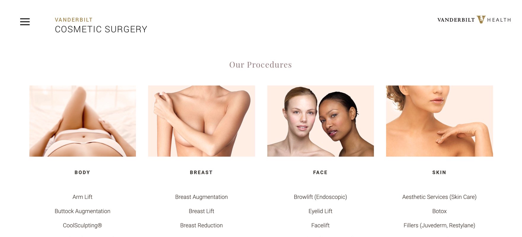 Vanderbilt Cosmetic Surgery website design